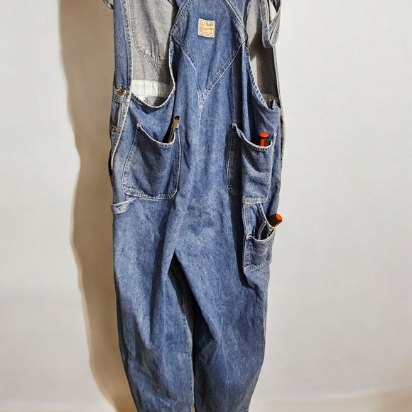 Old Navy Vtg Denim Bib Overalls Mens XL Blue Carpenter Dungarees Button Fly Y2K - Picture 5 of 16